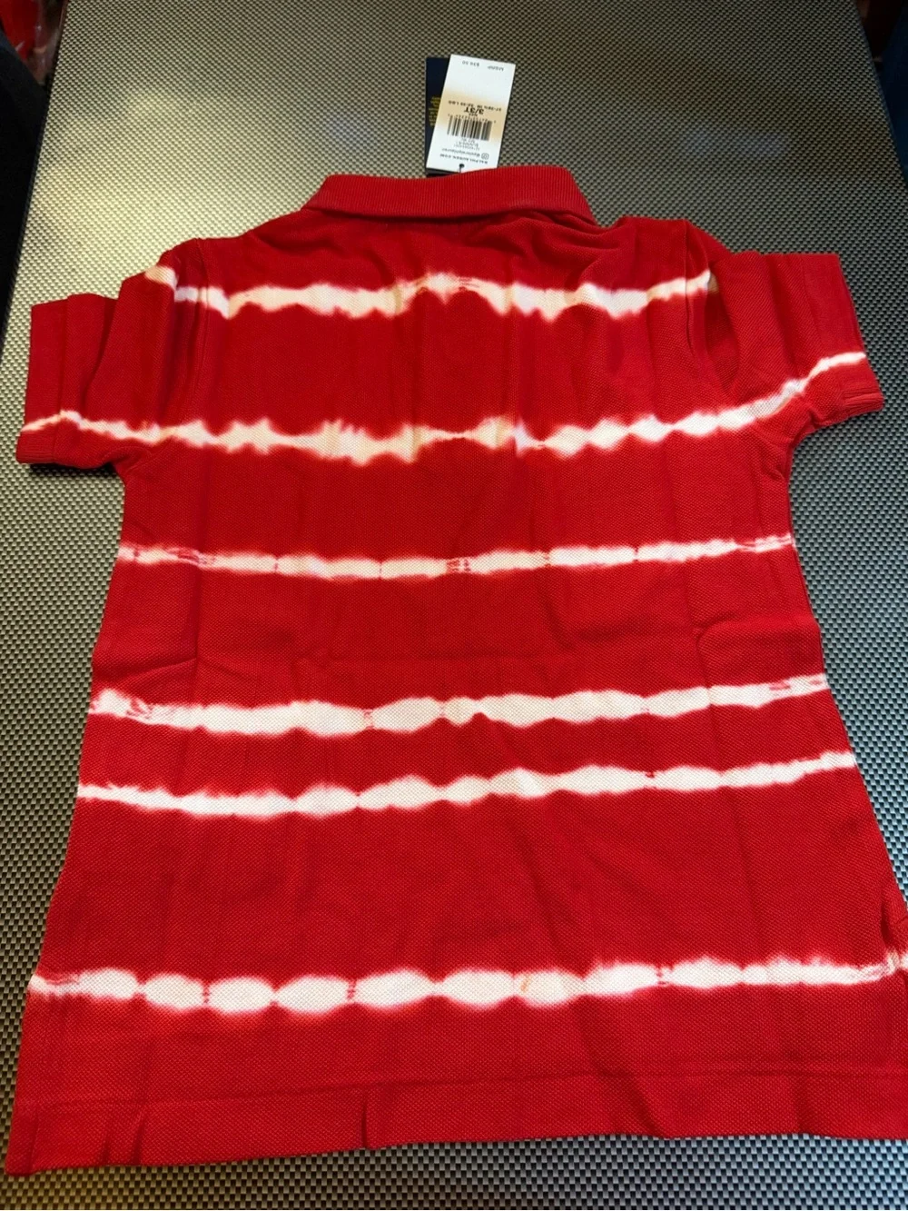 Ralph Lauren Red and White Tie-Dye Stripe Polo